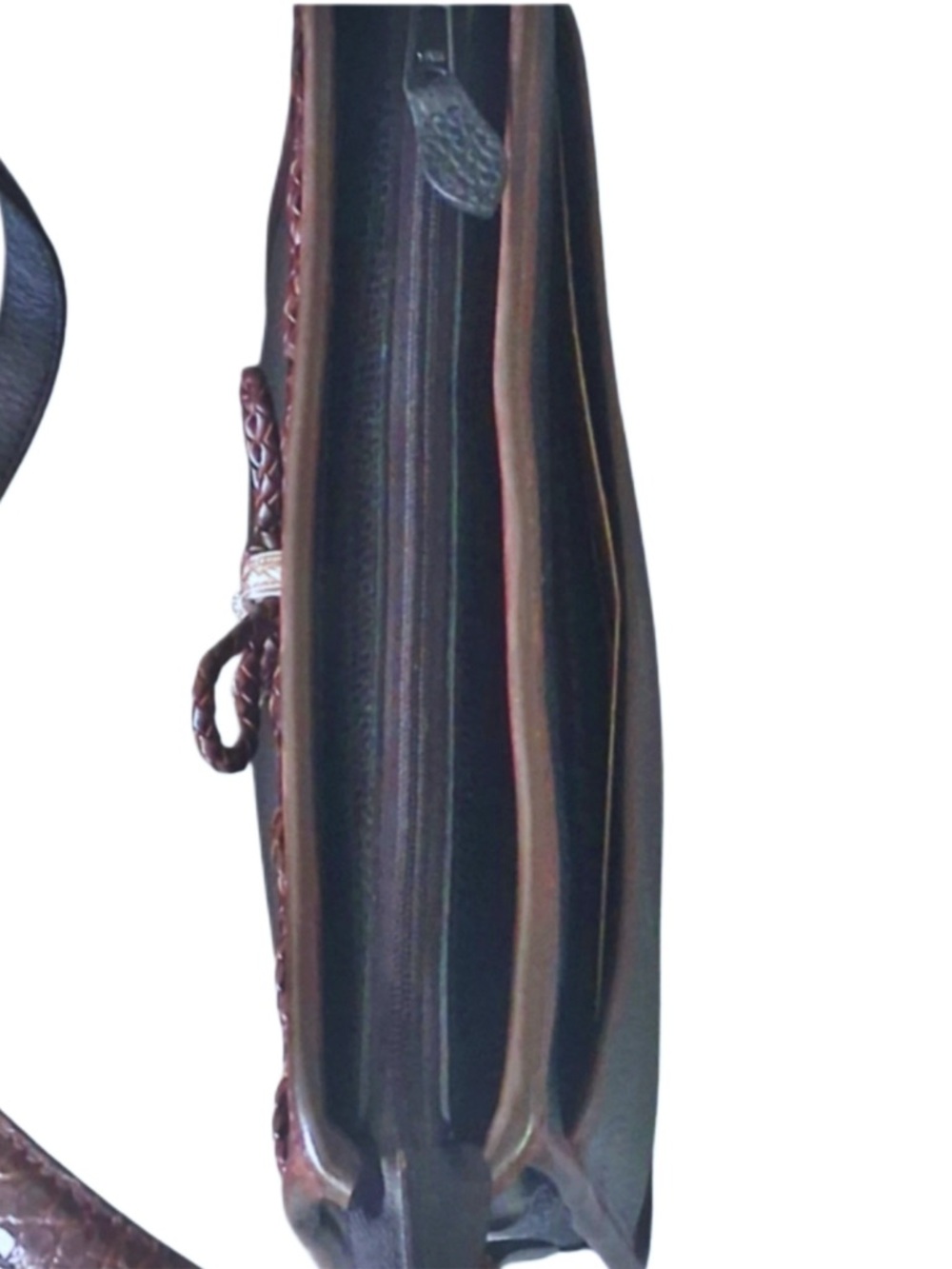 Brighton Vintage Black & Brown Croc Leather Shoulder Bag - Picture 6 of 8